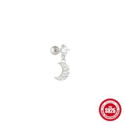 CANNER 1pc 925 Silver Horse Eye Stars Flower studs For Women 18K Gold Flat Head Threaded Puncture Ear Bone Ins Fine Jewelry