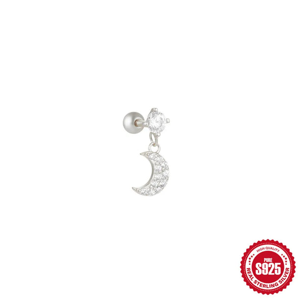 CANNER 1pc 925 Silver Horse Eye Stars Flower studs For Women 18K Gold Flat Head Threaded Puncture Ear Bone Ins Fine Jewelry