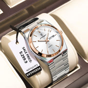POEDAGAR Luxury Watches For Men Stainless Steel Waterproof Luminous Man Watch Date Week Fashion Casual Men's Quartz Watch Reloj