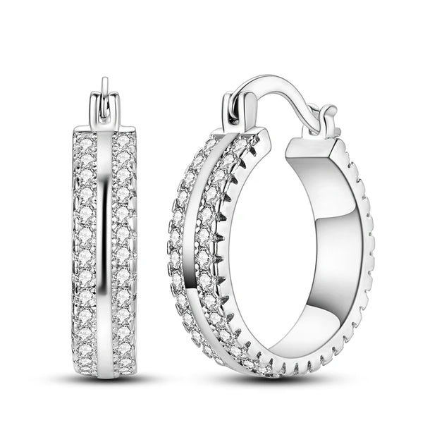 Geometry Hoop Earrings Original 925 Silver Star Moon Circle U-shape Earrings For Women Love Heart Fine Jewelry Wedding Gift