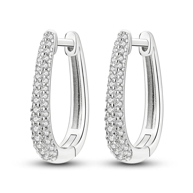 Geometry Hoop Earrings Original 925 Silver Star Moon Circle U-shape Earrings For Women Love Heart Fine Jewelry Wedding Gift