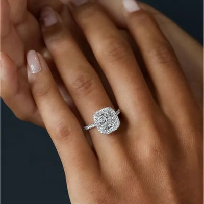 2CT D Color Moissanite Ring s925 Sterling Silver Brilliant Diamond Halo Engagement Rings for Women Fine Jewelry Gifts