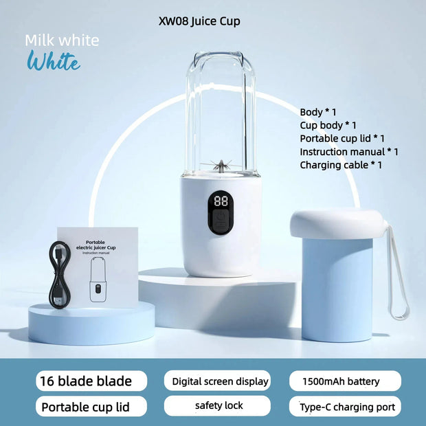 Portable Juicer Blender 400ml Electric Fruit Juicer USB Charging Lemon Orange Fruit Juicing Cup Smoothie Blender Machine 2cups