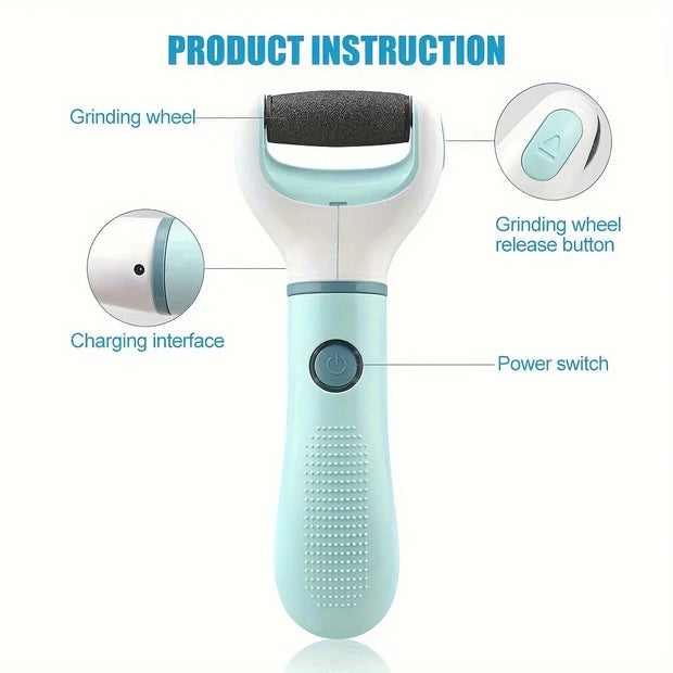 1pc Electric Foot Grinder Auto Wireless Remove Dead Skin Calluses Cracks Hard Cracked skin Pedicure Tool Waterproof Foot Cleaner
