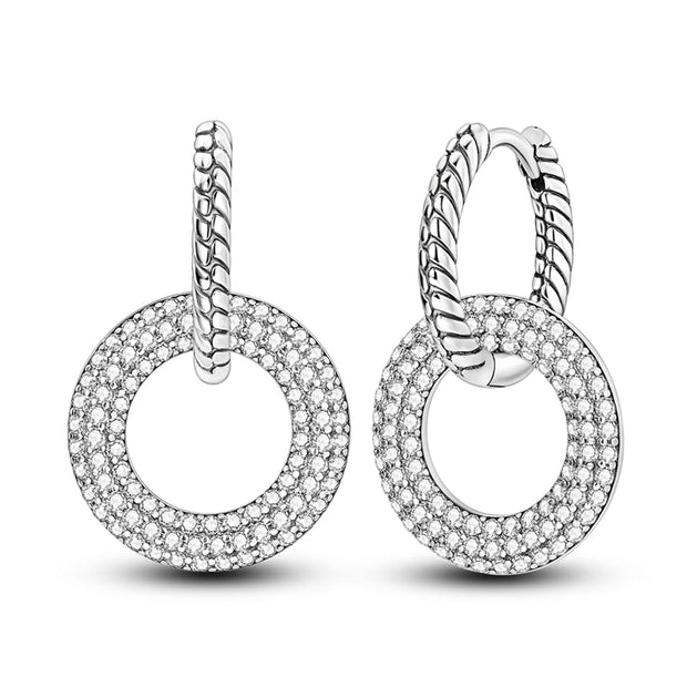 Geometry Hoop Earrings Original 925 Silver Star Moon Circle U-shape Earrings For Women Love Heart Fine Jewelry Wedding Gift