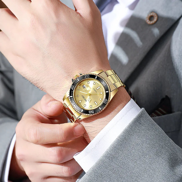 Stainless Steel Watch Men's European and American Business Leisure Quartz Watch Waterproof Outdoor Sports Watch