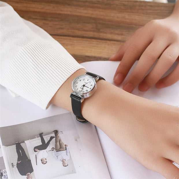 Fashion Small Dial Women's Watch Casual Leather Band Ladies Quartz Wristwatches