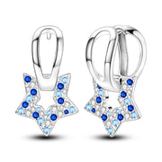 Geometry Hoop Earrings Original 925 Silver Star Moon Circle U-shape Earrings For Women Love Heart Fine Jewelry Wedding Gift