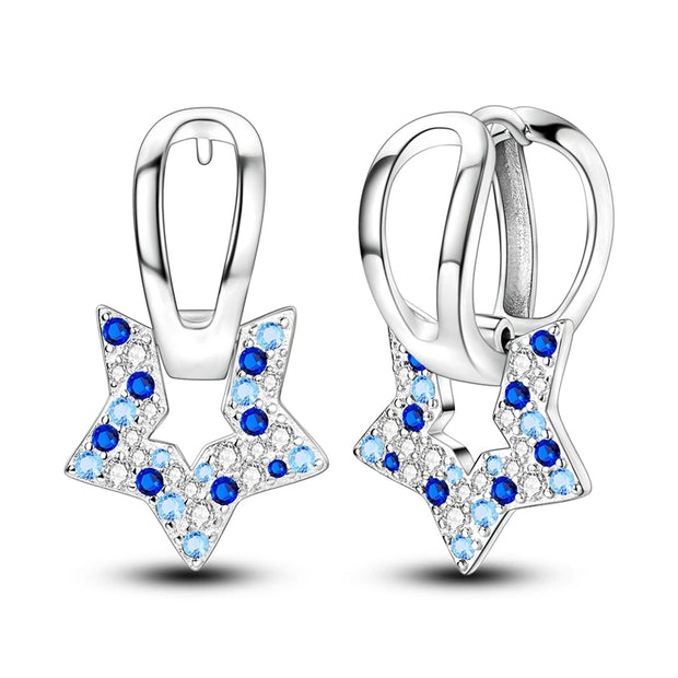 Geometry Hoop Earrings Original 925 Silver Star Moon Circle U-shape Earrings For Women Love Heart Fine Jewelry Wedding Gift