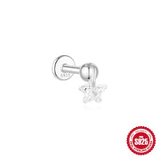CANNER 1pc 925 Silver Horse Eye Stars Flower studs For Women 18K Gold Flat Head Threaded Puncture Ear Bone Ins Fine Jewelry