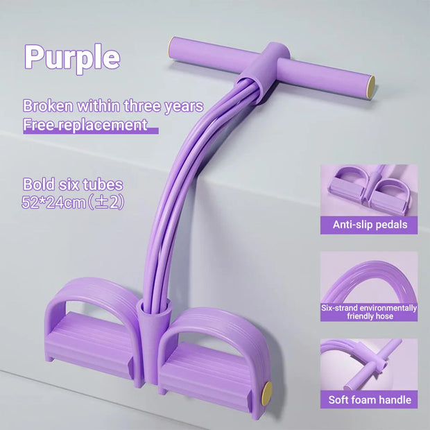 6-Tube Resistance Band Multi Function Tension Rope  6-Tube Elastic Yoga Pedal Puller For Sports Exercises At Gym