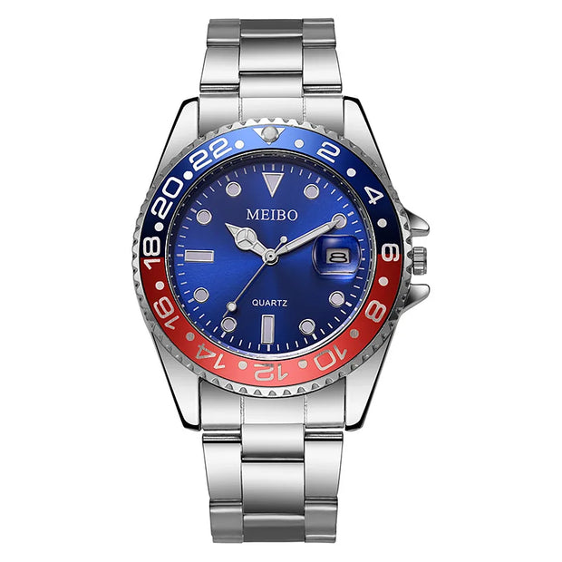 Stainless Steel Watch Men's European and American Business Leisure Quartz Watch Waterproof Outdoor Sports Watch
