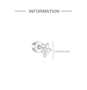 CANNER 1pc 925 Silver Horse Eye Stars Flower studs For Women 18K Gold Flat Head Threaded Puncture Ear Bone Ins Fine Jewelry