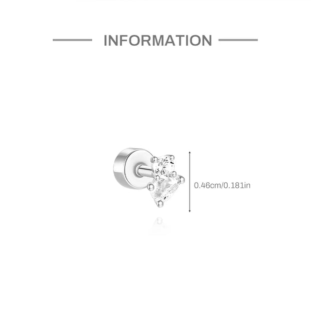 CANNER 1pc 925 Silver Horse Eye Stars Flower studs For Women 18K Gold Flat Head Threaded Puncture Ear Bone Ins Fine Jewelry