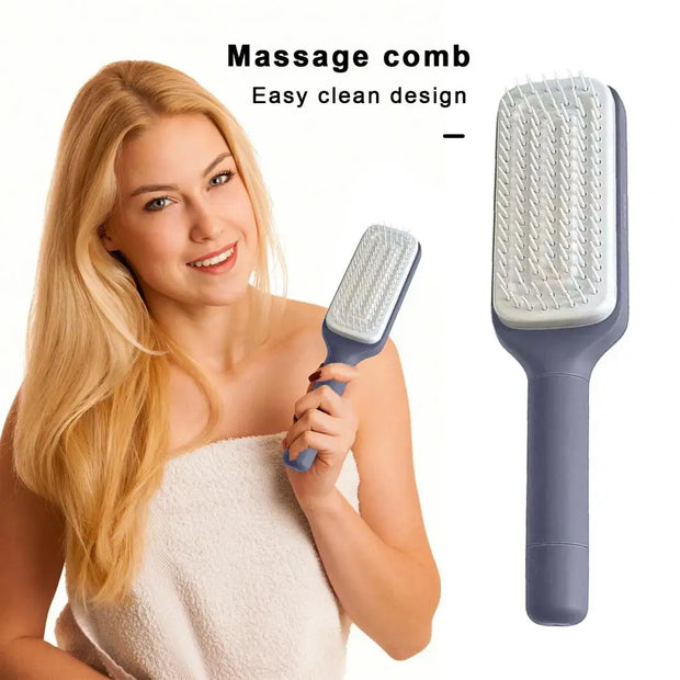 Comb Long Handle Anti-static Scalp Massage Hair Comb for Women Self Hair Brush with Retractable Comb Hairdressing Tool