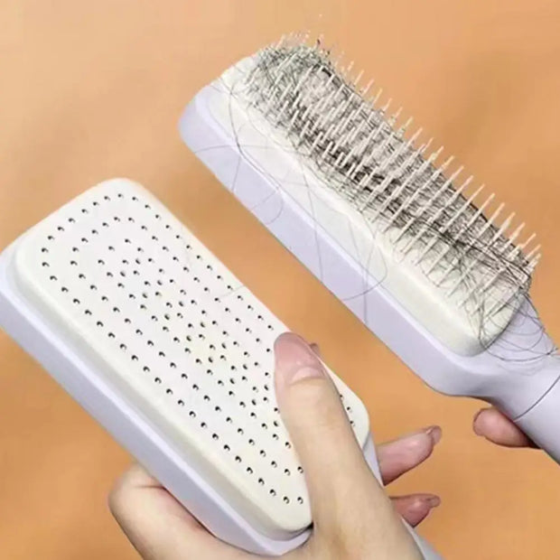 Comb Long Handle Anti-static Scalp Massage Hair Comb for Women Self Hair Brush with Retractable Comb Hairdressing Tool