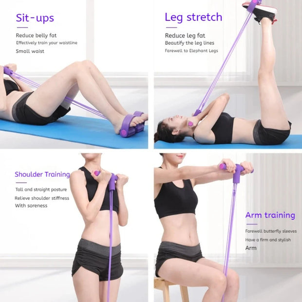 6-Tube Resistance Band Multi Function Tension Rope  6-Tube Elastic Yoga Pedal Puller For Sports Exercises At Gym