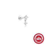 CANNER 1pc 925 Silver Horse Eye Stars Flower studs For Women 18K Gold Flat Head Threaded Puncture Ear Bone Ins Fine Jewelry