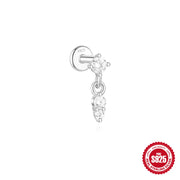 CANNER 1pc 925 Silver Horse Eye Stars Flower studs For Women 18K Gold Flat Head Threaded Puncture Ear Bone Ins Fine Jewelry