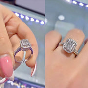Ne'w Bling  Wedding Ring  Stylish Square Shaped Design Proposal Engagement Lover  Gift  Jewelry