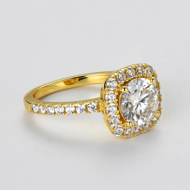2CT D Color Moissanite Ring s925 Sterling Silver Brilliant Diamond Halo Engagement Rings for Women Fine Jewelry Gifts