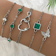 Vintage-Inspired Bracelet Set with Sparkling Rhinestones - Infinity & Geometric Designs, Perfect for Casual Attire or Gifti