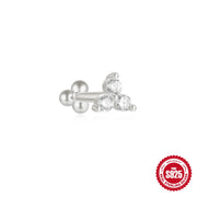 CANNER 1pc 925 Silver Horse Eye Stars Flower studs For Women 18K Gold Flat Head Threaded Puncture Ear Bone Ins Fine Jewelry